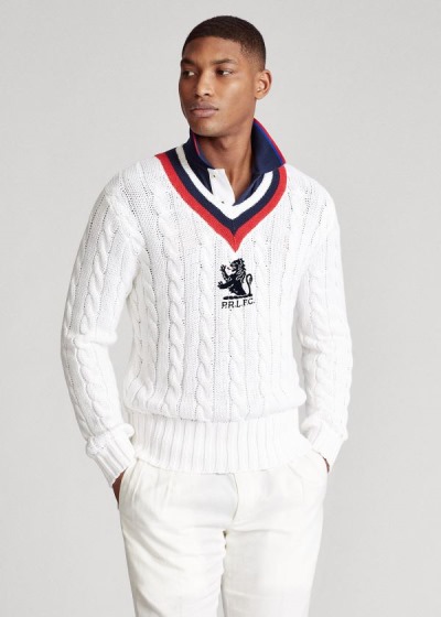 Polo Ralph Lauren Embroidered Cricket Striktrøje Herre Danmark (RQJIW8450)